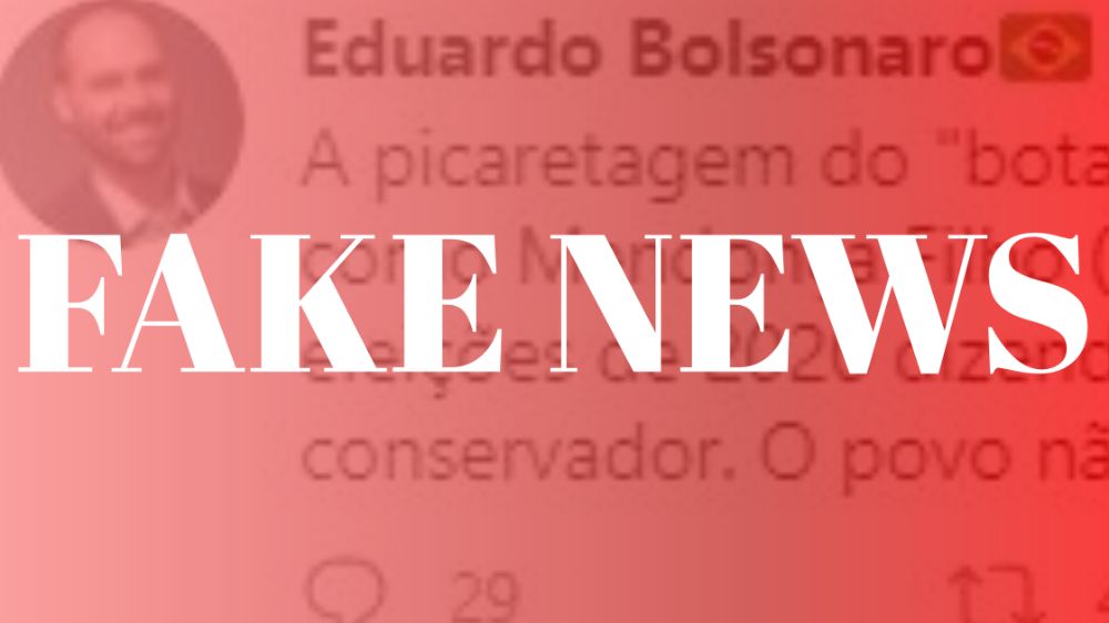 É Fake: Eduardo Bolsonaro não fala de Mendonça no seu Twitter