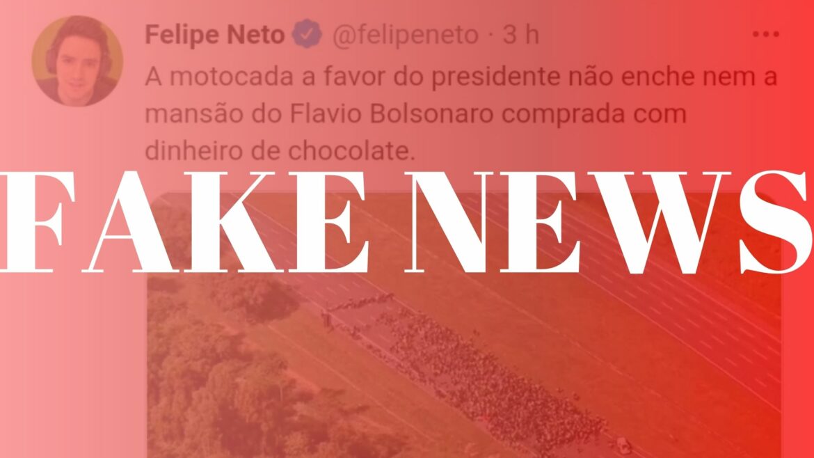 Felipe Neto posta FAKE NEWS sobre motociata de Bolsonaro no Twitter