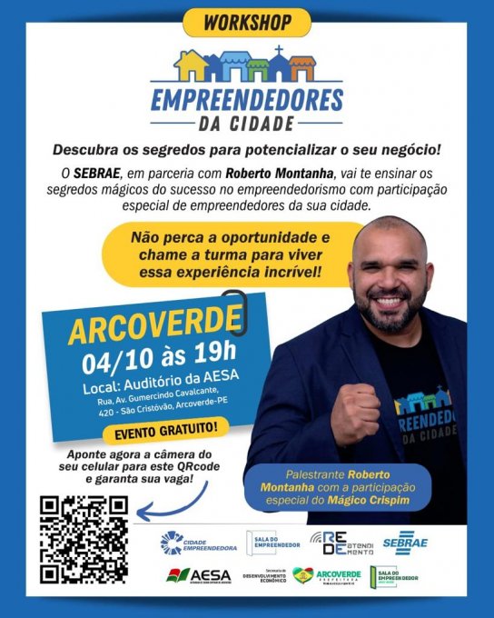 Arcoverde terá workshop gratuito do Programa Empreendedores da Cidade, nesta quarta (04)
